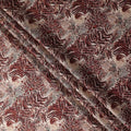 Beige Burgundy Animal Print Silk Satin Fabric 140cm