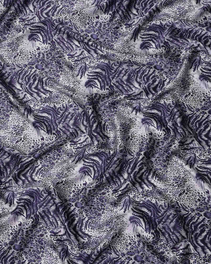 Lavender Periwinkle Animal Print Silk Satin Fabric 140cm