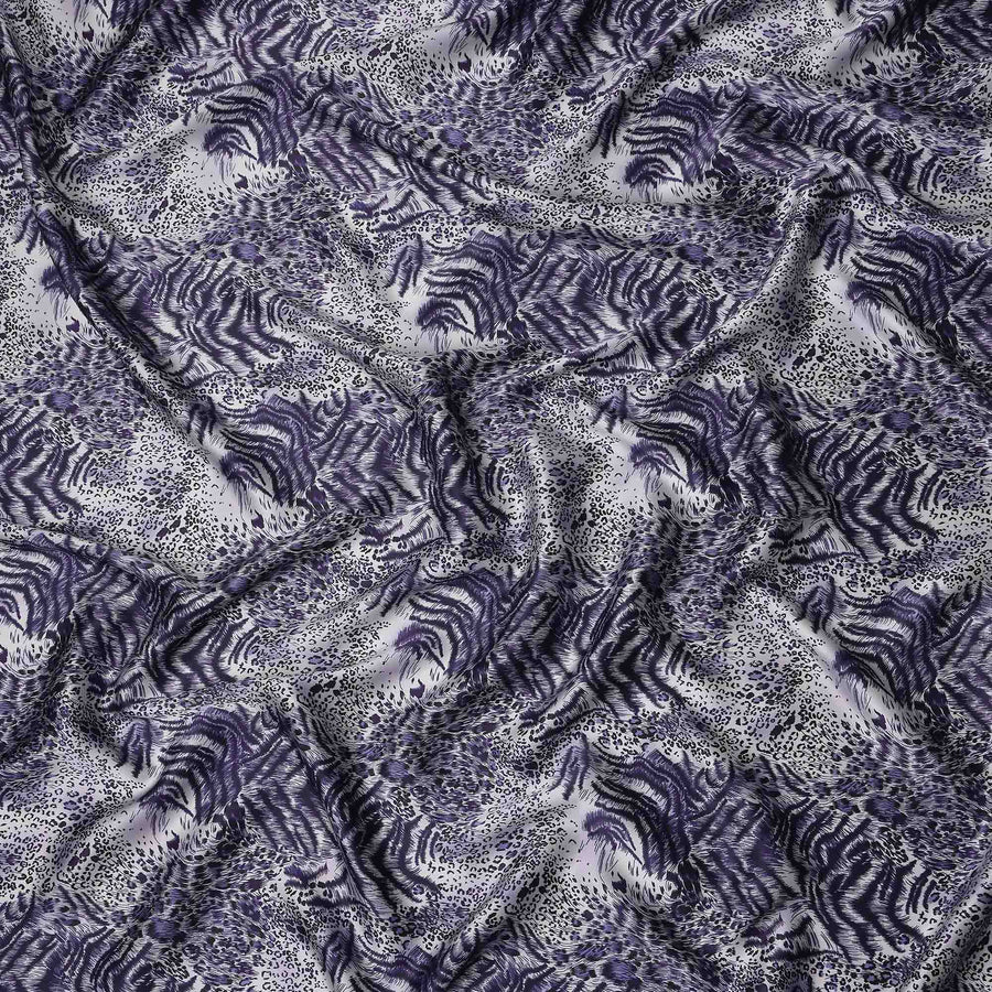 Lavender Periwinkle Animal Print Silk Satin Fabric 140cm