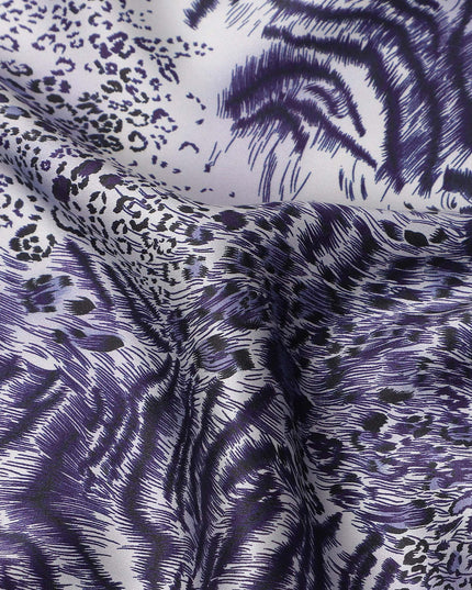 Lavender Periwinkle Animal Print Silk Satin Fabric 140cm