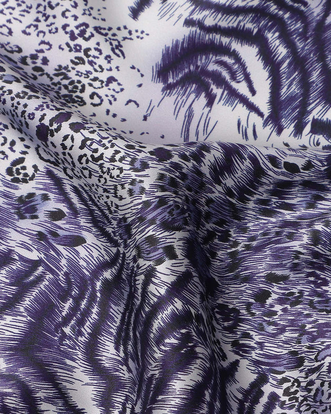 Lavender Periwinkle Animal Print Silk Satin Fabric 140cm