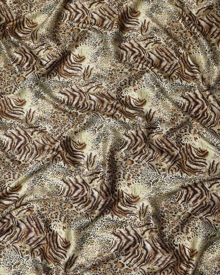 Sage Green Animal Print Silk Satin Fabric 140cm