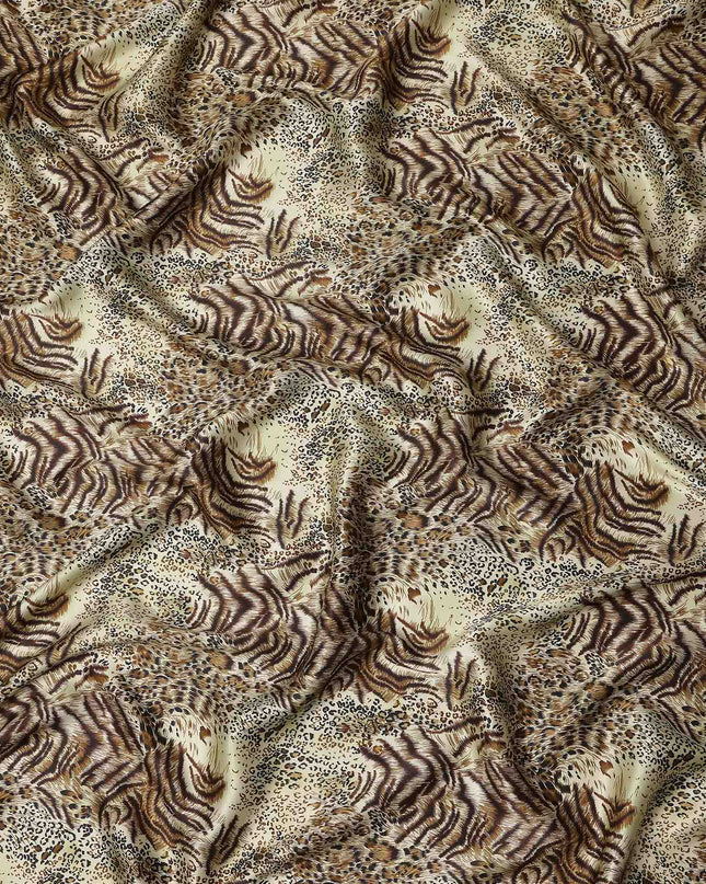 Sage Green Animal Print Silk Satin Fabric 140cm