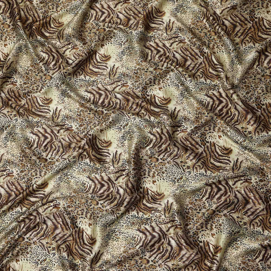 Sage Green Animal Print Silk Satin Fabric 140cm
