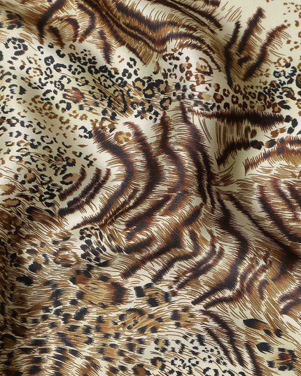 Sage Green Animal Print Silk Satin Fabric 140cm