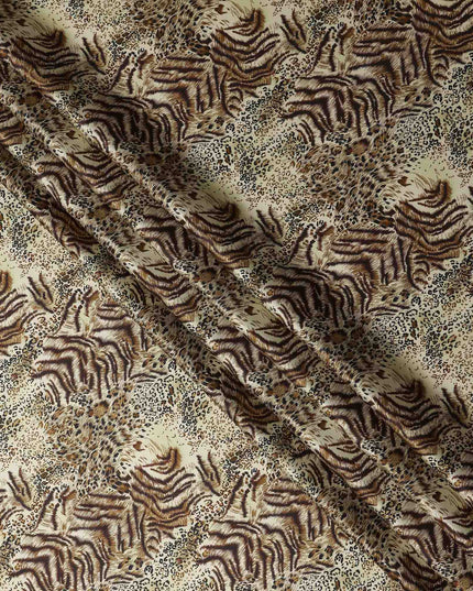 Sage Green Animal Print Silk Satin Fabric 140cm