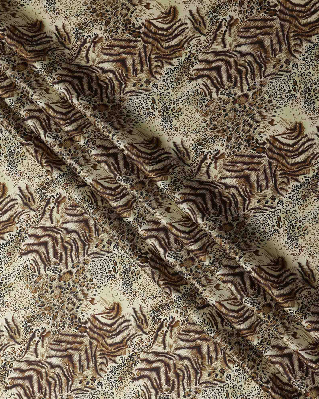 Sage Green Animal Print Silk Satin Fabric 140cm