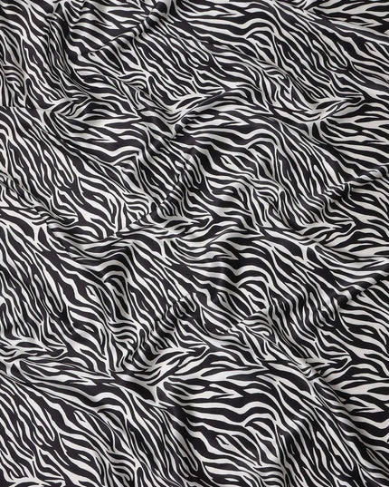 Monochrome Black Animal Print Silk Satin Fabric 140cm