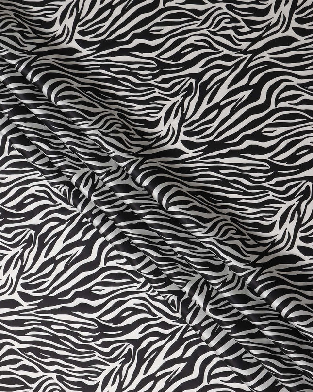 Monochrome Black Animal Print Silk Satin Fabric 140cm