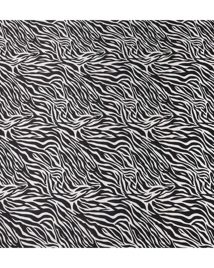 Monochrome Black Animal Print Silk Satin Fabric 140cm