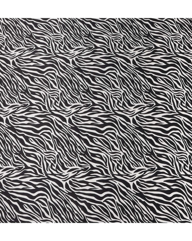Monochrome Black Animal Print Silk Satin Fabric 140cm