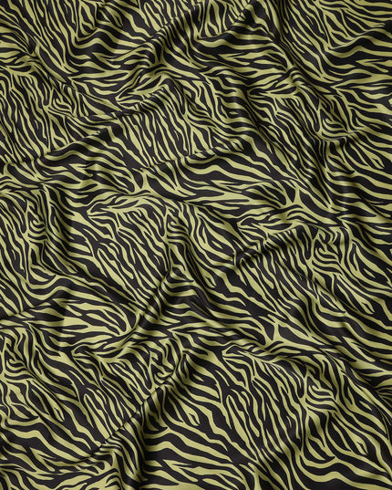 Olive Chartreuse Animal Print Silk Satin Fabric 140cm