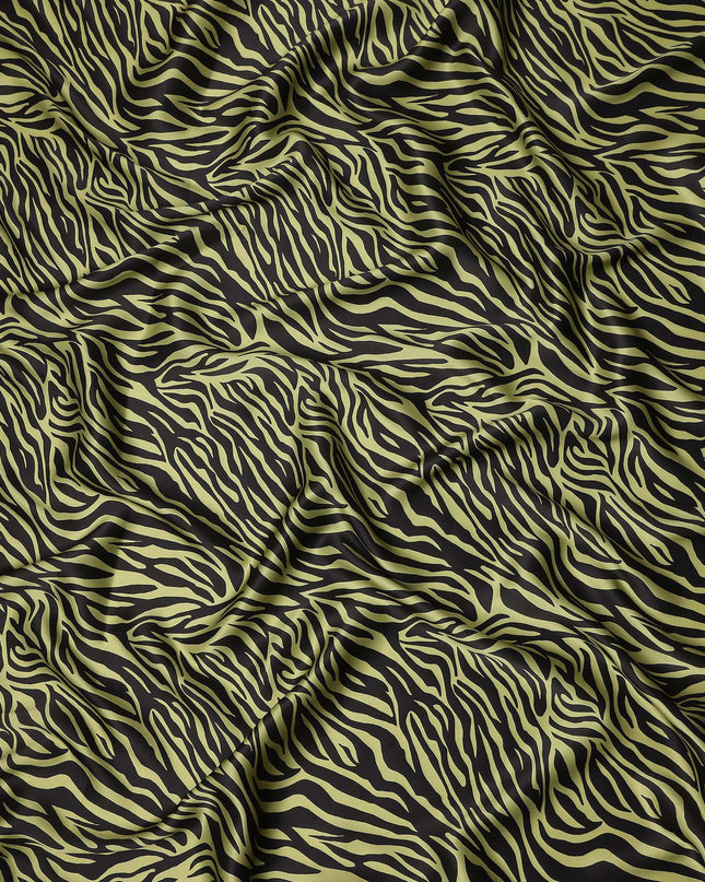 Olive Chartreuse Animal Print Silk Satin Fabric 140cm