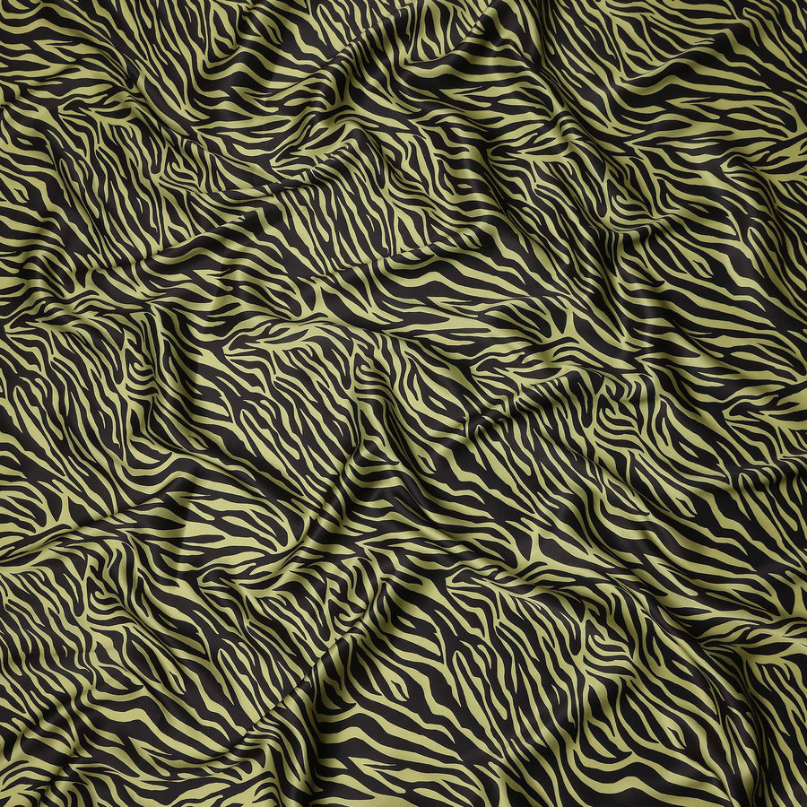 Olive Chartreuse Animal Print Silk Satin Fabric 140cm