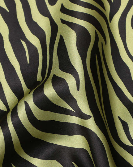 Olive Chartreuse Animal Print Silk Satin Fabric 140cm