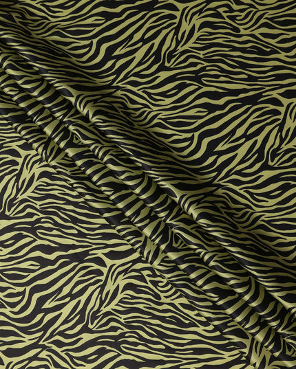 Olive Chartreuse Animal Print Silk Satin Fabric 140cm