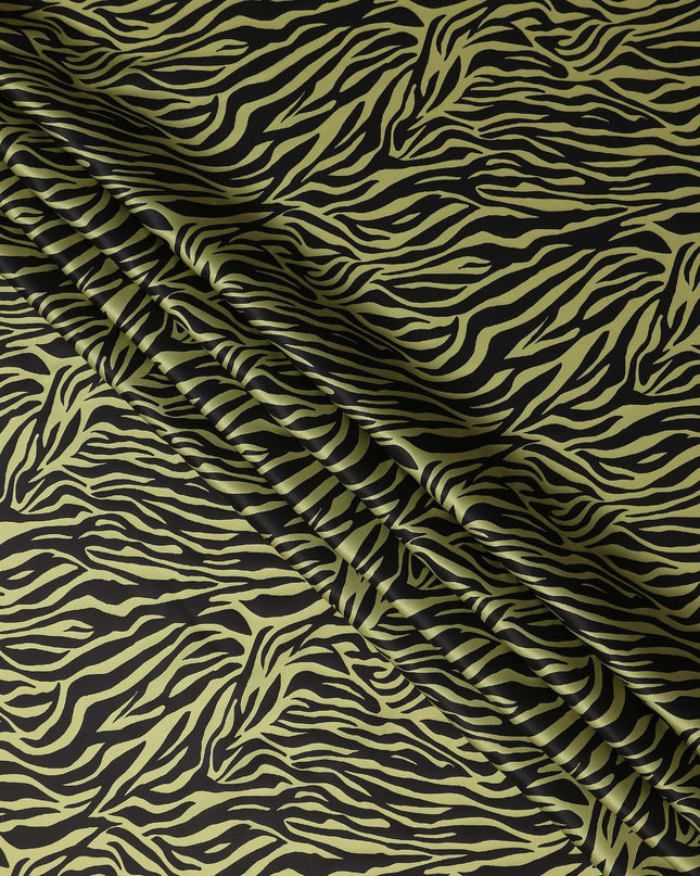 Olive Chartreuse Animal Print Silk Satin Fabric 140cm