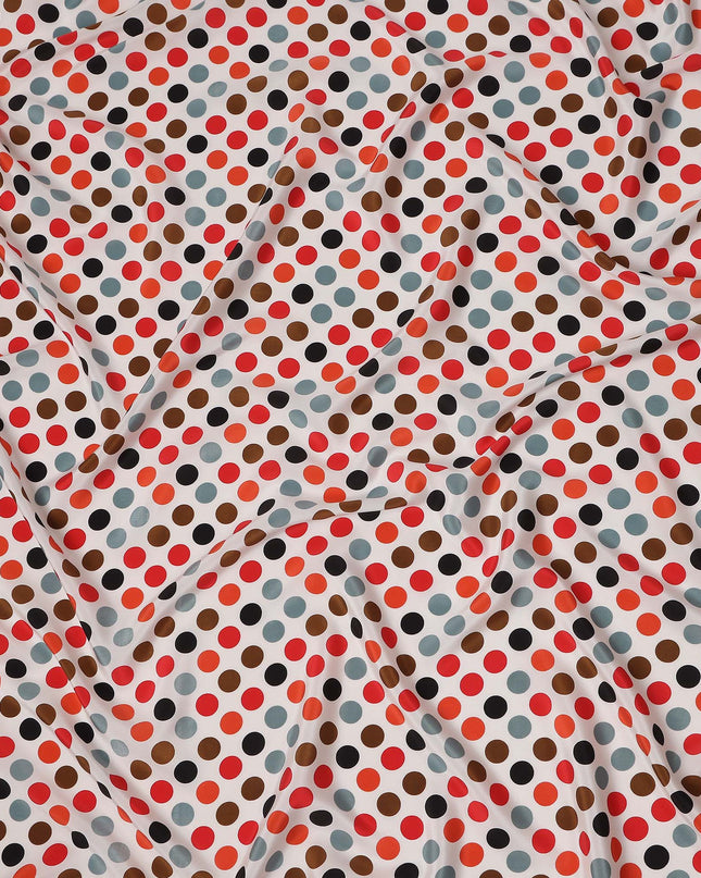 Ivory Multicolor Polka Dot Silk Crepe Fabric 140cm