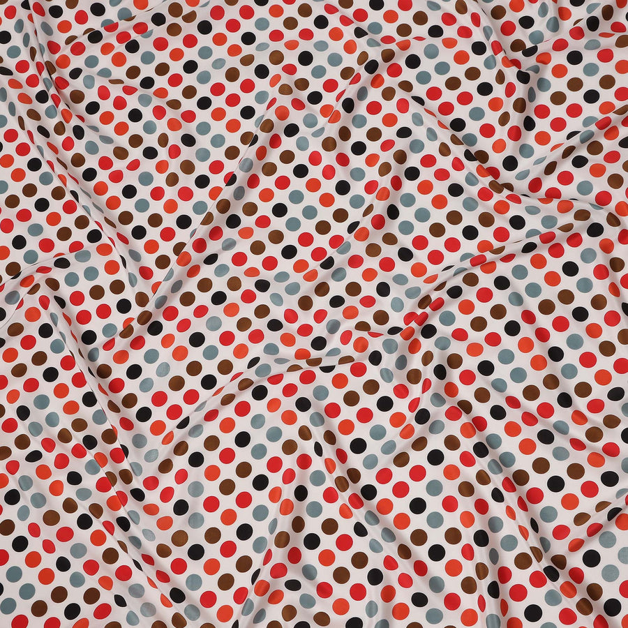Ivory Multicolor Polka Dot Silk Crepe Fabric 140cm