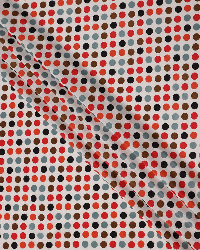 Ivory Multicolor Polka Dot Silk Crepe Fabric 140cm