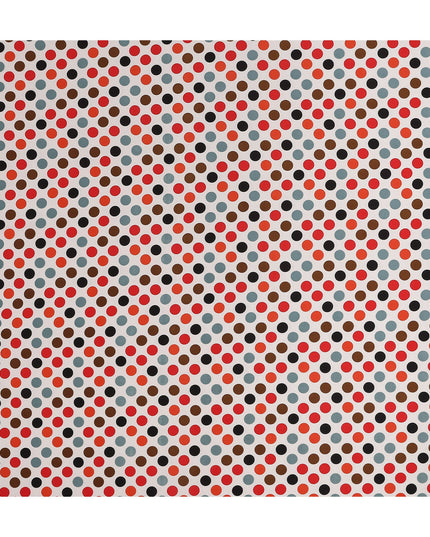Ivory Multicolor Polka Dot Silk Crepe Fabric 140cm