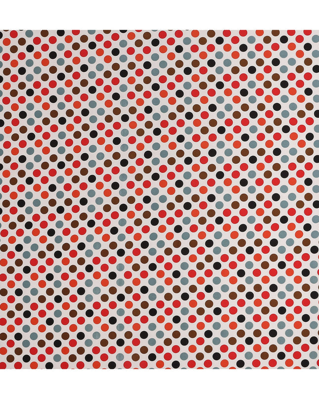 Ivory Multicolor Polka Dot Silk Crepe Fabric 140cm