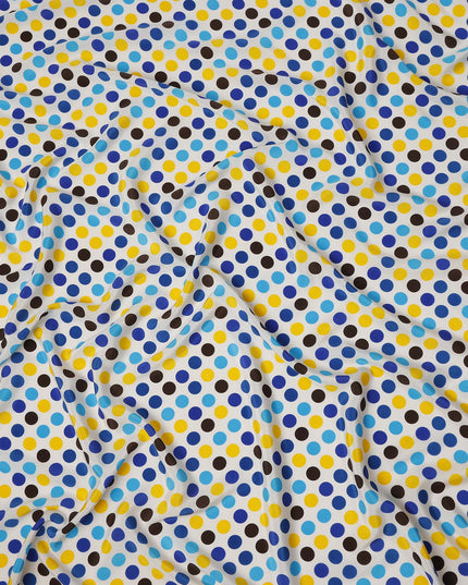 Cobalt Blue Polka Dot Silk Crepe Fabric 140cm