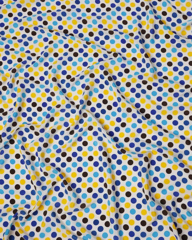 Cobalt Blue Polka Dot Silk Crepe Fabric 140cm