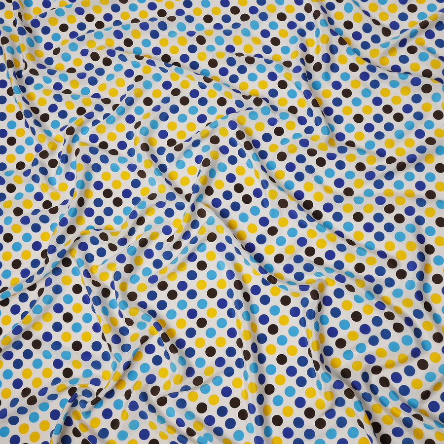 Cobalt Blue Polka Dot Silk Crepe Fabric 140cm