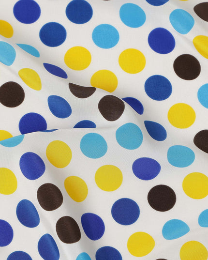Cobalt Blue Polka Dot Silk Crepe Fabric 140cm