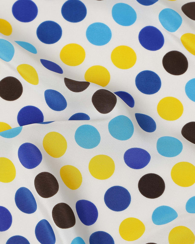Cobalt Blue Polka Dot Silk Crepe Fabric 140cm