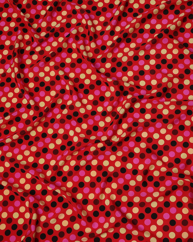 Ruby Red Polka Dot Silk Crepe Fabric 140cm