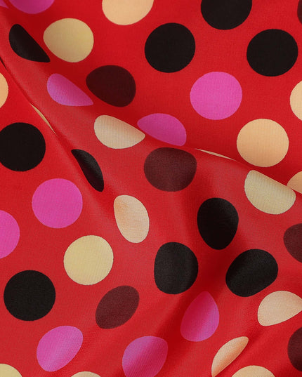 Ruby Red Polka Dot Silk Crepe Fabric 140cm