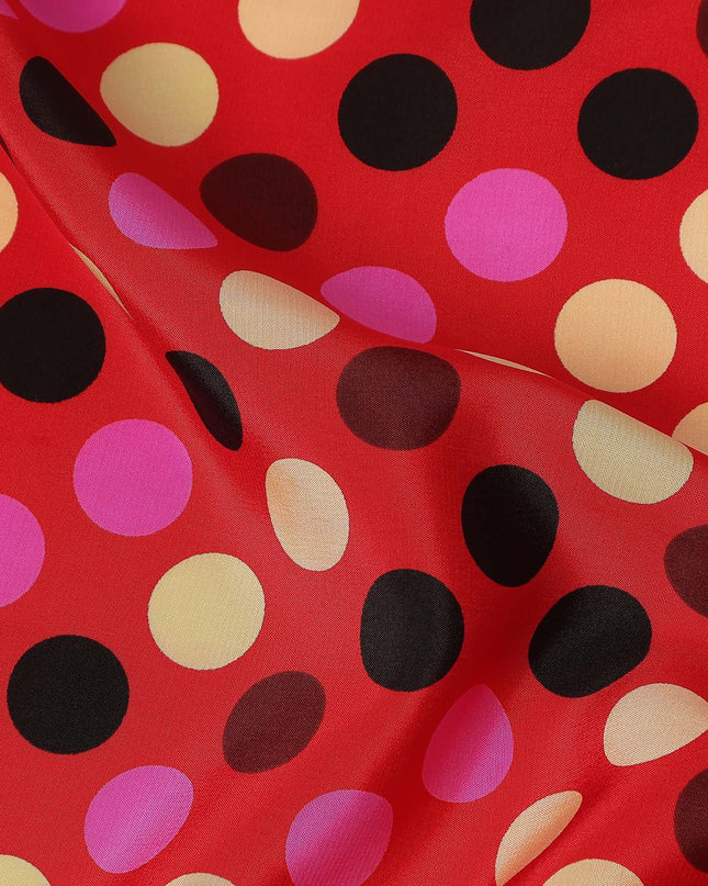 Ruby Red Polka Dot Silk Crepe Fabric 140cm