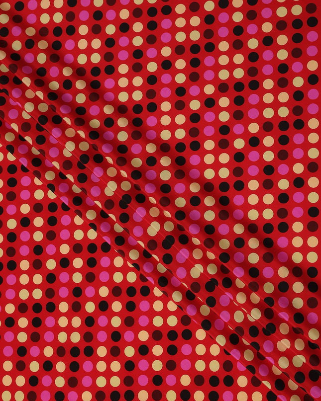 Ruby Red Polka Dot Silk Crepe Fabric 140cm