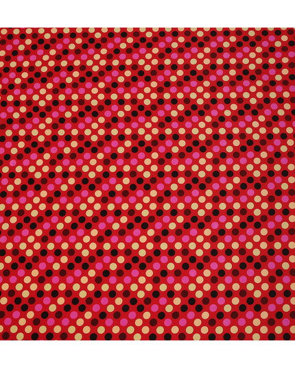 Ruby Red Polka Dot Silk Crepe Fabric 140cm