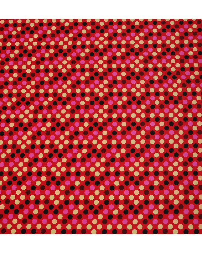 Ruby Red Polka Dot Silk Crepe Fabric 140cm