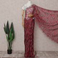 Maroon Wine Red Chantilly Lace Saree - D31650