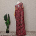 Maroon Wine Red Chantilly Lace Saree - D31650