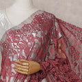 Maroon Wine Red Chantilly Lace Saree - D31650