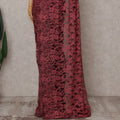 Maroon Wine Red Chantilly Lace Saree - D31650
