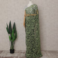 Sage Olive Green Chantilly Lace Saree - D31644