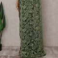 Sage Olive Green Chantilly Lace Saree - D31644
