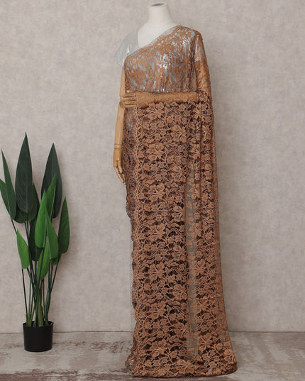 Copper Bronze Chantilly Lace Saree - D31643