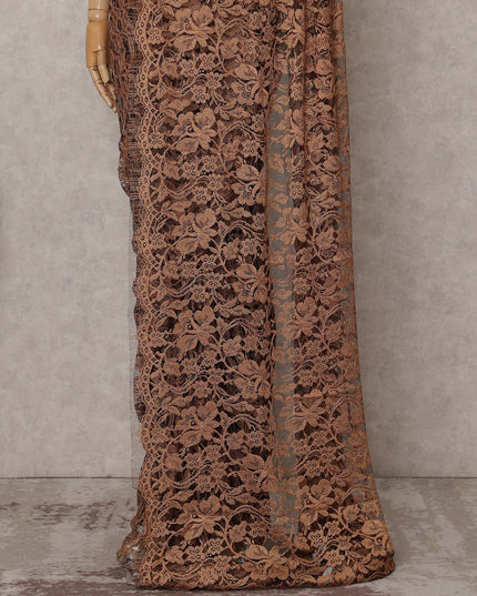 Copper Bronze Chantilly Lace Saree - D31643