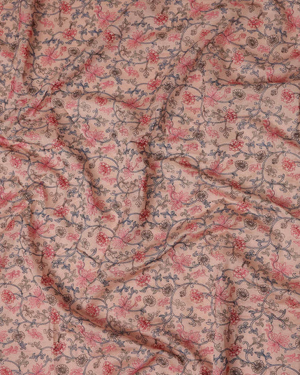 Peach Blush Floral Satin Fabric | Regal Fabrics