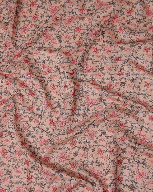 Peach Blush Floral Satin Fabric | Regal Fabrics