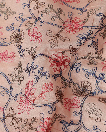 Peach Blush Floral Satin Fabric | Regal Fabrics