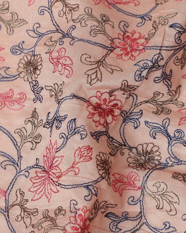 Peach Blush Floral Satin Fabric | Regal Fabrics