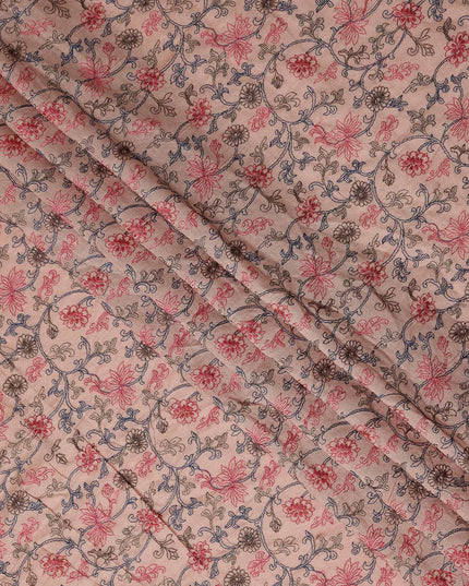 Peach Blush Floral Satin Fabric | Regal Fabrics